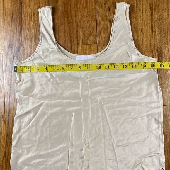 Patricia Fieldwalker Womens Silk Charmeuse Scoop Neck Ivory Champagne Tank - Picture 4 of 6